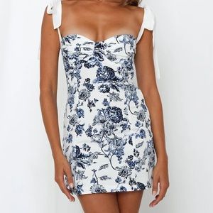Hello Molly navy floral tie strap mini dress